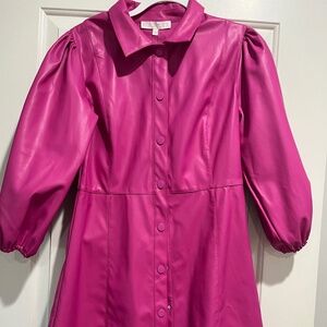 Karlie Leather Shirt Dress - Pink - Sz L